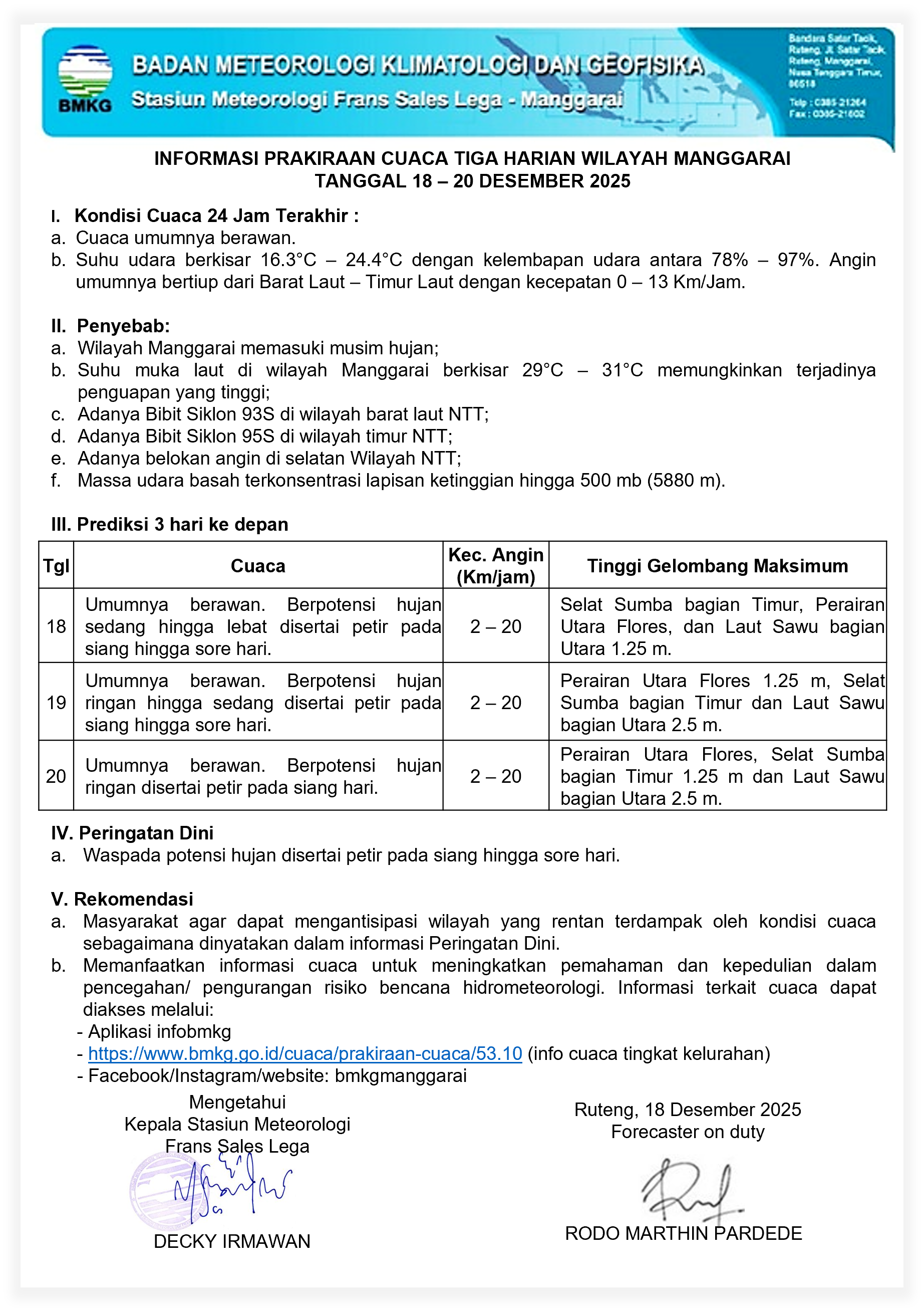 prakiraan cuaca 3 harian