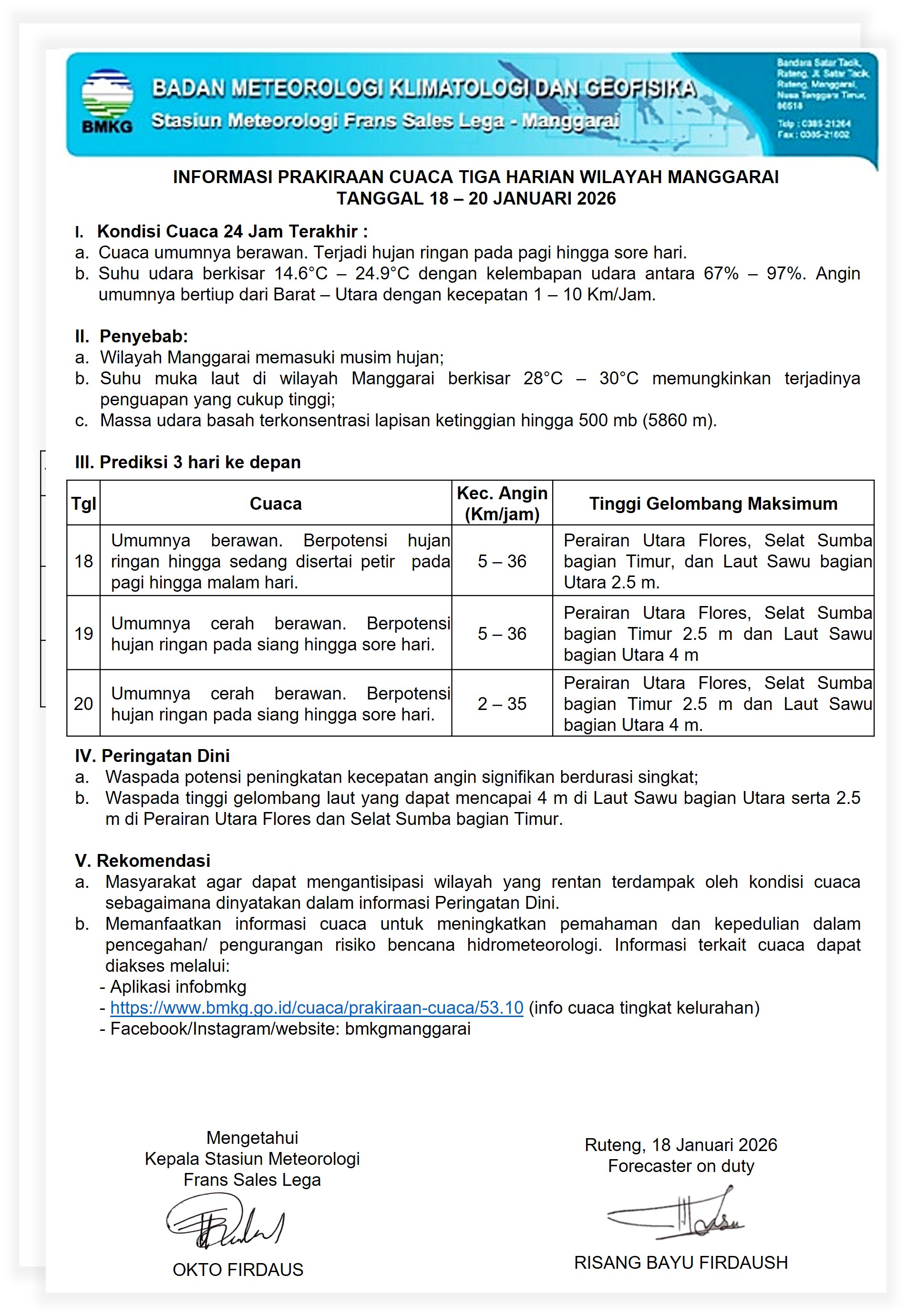 prakiraan cuaca 3 harian